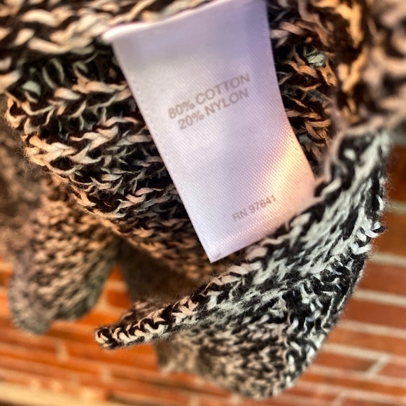 J. Jill Womens Large Gray Black Chunky Crochet Knit Grandpa Cardigan Sweater - Picture 7 of 10